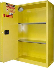 Securall Cabinets - 2 Door, 2 Shelf, Yellow Steel Standard Safety Cabinet for Flammable and Combustible Liquids - 65" High x 43" Wide x 18" Deep, Sliding Door, 3 Point Key Lock, 45 Gal Capacity - Caliber Tooling