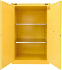 Securall Cabinets - 2 Door, 2 Shelf, Yellow Steel Standard Safety Cabinet for Flammable and Combustible Liquids - 67" High x 43" Wide x 31" Deep, Self Closing Door, 3 Point Key Lock, 90 Gal Capacity - Caliber Tooling