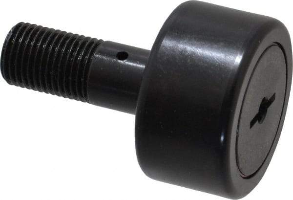 Accurate Bushing - 1-3/8" Roller Diam x 3/4" Width, 1/2" Stud Diam x 1-1/4" Length, Stud Cam Follower - Steel, 5/8" Thread Length, 1/2-20 Thread, 2" OAL, 4,470 Lb Dynamic Cap, 4,300 Lb Static Cap - Caliber Tooling