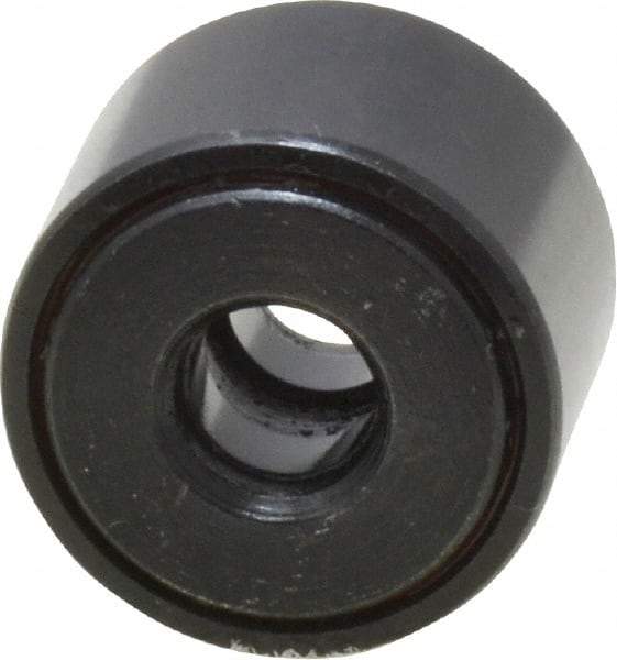 Accurate Bushing - 1/4" Bore, 3/4" Roller Diam x 1/2" Roller Width, Steel Yoke Cam Follower - 2,140 Lb Dynamic Load Capacity, 9/16" Overall Width - Caliber Tooling