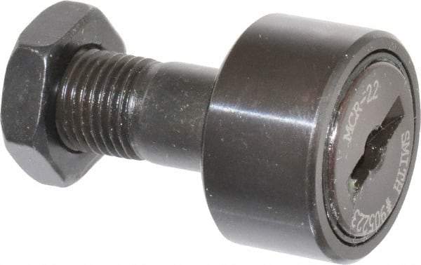 Accurate Bushing - 22mm Roller Diam x 12mm Width, 10mm Stud Diam x 23mm Length, Stud Cam Follower - Steel, 12mm Thread Length, M10x1 Thread, 36mm OAL, 5,700 N Dynamic Cap, 6,500 N Static Cap - Caliber Tooling