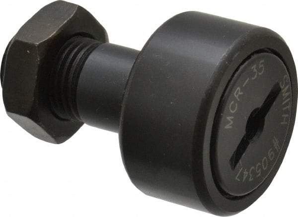 Accurate Bushing - 35mm Roller Diam x 18mm Width, 16mm Stud Diam x 32.5mm Length, Stud Cam Follower - Steel, 17mm Thread Length, M16x1.5 Thread, 52mm OAL, 12,900 N Dynamic Cap, 19,000 N Static Cap - Caliber Tooling