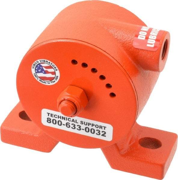 Vibco - 600 Lb. Force, 11 Cubic Feet per Minute, 6,800 RPM, 69 Decibel, Pneumatic Vibrator - 5-5/16" Long x 1-1/2" Wide x 4-5/8" High, 3/8 Port Inlet - Caliber Tooling