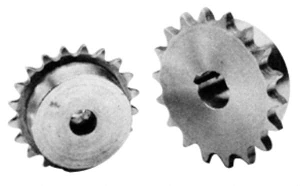 U.S. Tsubaki - 18 Teeth, 3/4" Chain Pitch, Chain Size 60, Finished Bore Sprocket - 1-1/8" Bore Diam, 4.319" Pitch Diam, 4.7" Outside Diam - Caliber Tooling