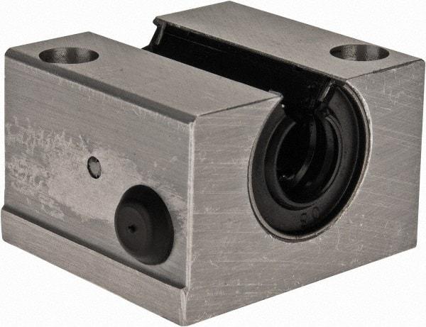 Thomson Industries - 12mm Inside Diam, 750 Lbs. Dynamic Capacity, Open Single Pillow Block Linear Bearing - 28mm Overall Height x 43" Overall Width, 23mm Btw Mount Hole Centers - Caliber Tooling