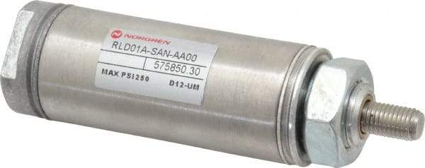 Norgren - 1" Stroke x 1-1/16" Bore Single Acting Air Cylinder - 1/8 Port, 5/16-24 Rod Thread - Caliber Tooling