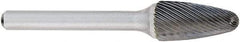 OSG - 1/2" Cut Diam, 1/4" Shank Diam, Tree Head Fluted Cut Burr - Carbide, Radius End, 1" LOC, 2" OAL - Caliber Tooling