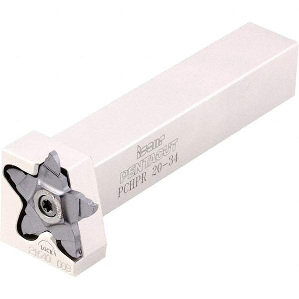 Iscar - External Thread, 0.256" Max Depth of Cut, 0.5mm Min Groove Width, 135mm OAL, Left Hand Indexable Grooving Cutoff Toolholder - 25mm Shank Height x 25mm Shank Width, PENTA 24.. Insert Style, PCHP Toolholder Style, Series PentaCut - Caliber Tooling