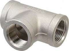 Merit Brass - 3/4" Grade 316 Stainless Steel Pipe Tee - FNPT x FNPT x FNPT End Connections, 150 psi - Caliber Tooling