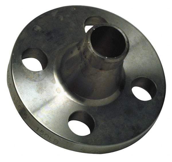 Merit Brass - 5" Pipe, 10" OD, Stainless Steel, Weld Neck Pipe Flange - 8-1/2" Across Bolt Hole Centers, 7/8" Bolt Hole, 150 psi, Grades 304 & 304L - Caliber Tooling