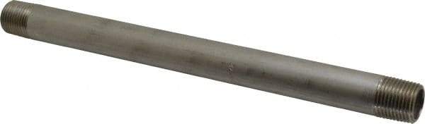 Merit Brass - Schedule 40, 1/2" Pipe x 10" Long, Grade 304/304L Stainless Steel Pipe Nipple - Welded & Threaded - Caliber Tooling