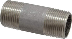 Merit Brass - Schedule 40, 3/4" Pipe x 2-1/2" Long, Grade 304/304L Stainless Steel Pipe Nipple - Welded & Threaded - Caliber Tooling