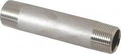 Merit Brass - Schedule 40, 3/4" Pipe x 4-1/2" Long, Grade 304/304L Stainless Steel Pipe Nipple - Welded & Threaded - Caliber Tooling