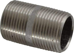 Merit Brass - Schedule 40, 1" Pipe x 2" Long, Grade 304/304L Stainless Steel Pipe Nipple - Welded & Threaded - Caliber Tooling