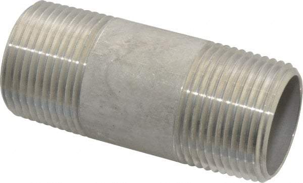 Merit Brass - Schedule 40, 1" Pipe x 3" Long, Grade 304/304L Stainless Steel Pipe Nipple - Welded & Threaded - Caliber Tooling