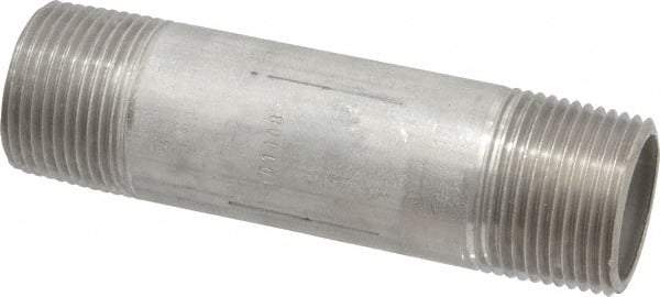 Merit Brass - Schedule 40, 1" Pipe x 4-1/2" Long, Grade 304/304L Stainless Steel Pipe Nipple - Welded & Threaded - Caliber Tooling