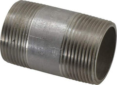 Merit Brass - Schedule 40, 1-1/4" Pipe x 2-1/2" Long, Grade 304/304L Stainless Steel Pipe Nipple - Welded & Threaded - Caliber Tooling