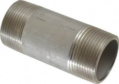 Merit Brass - Schedule 40, 1-1/4" Pipe x 3-1/2" Long, Grade 304/304L Stainless Steel Pipe Nipple - Welded & Threaded - Caliber Tooling