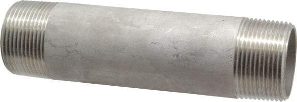 Merit Brass - Schedule 40, 1-1/4" Pipe x 6" Long, Grade 304/304L Stainless Steel Pipe Nipple - Welded & Threaded - Caliber Tooling