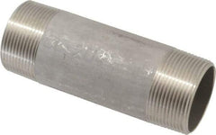 Merit Brass - Schedule 40, 1-1/2" Pipe x 5" Long, Grade 304/304L Stainless Steel Pipe Nipple - Welded & Threaded - Caliber Tooling