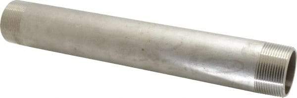 Merit Brass - Schedule 40, 1-1/2" Pipe x 12" Long, Grade 304/304L Stainless Steel Pipe Nipple - Welded & Threaded - Caliber Tooling