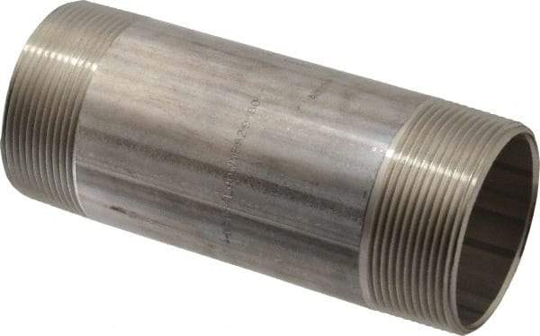 Merit Brass - Schedule 40, 2" Pipe x 5-1/2" Long, Grade 304/304L Stainless Steel Pipe Nipple - Welded & Threaded - Caliber Tooling