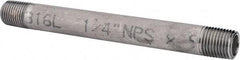 Merit Brass - Schedule 40, 1/4" Pipe x 5" Long, Grade 316/316L Stainless Steel Pipe Nipple - Welded & Threaded - Caliber Tooling