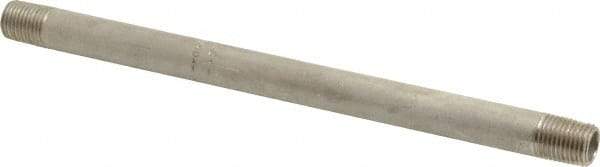 Merit Brass - Schedule 40, 1/4" Pipe x 8" Long, Grade 316/316L Stainless Steel Pipe Nipple - Welded & Threaded - Caliber Tooling