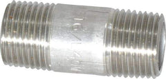 Merit Brass - Schedule 40, 3/8" Pipe x 1-1/2" Long, Grade 316/316L Stainless Steel Pipe Nipple - Welded & Threaded - Caliber Tooling