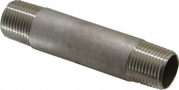 Merit Brass - Schedule 40, 3/8" Pipe x 3" Long, Grade 316/316L Stainless Steel Pipe Nipple - Welded & Threaded - Caliber Tooling