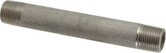 Merit Brass - Schedule 40, 3/8" Pipe x 4-1/2" Long, Grade 316/316L Stainless Steel Pipe Nipple - Welded & Threaded - Caliber Tooling