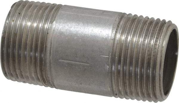 Merit Brass - Schedule 40, 3/4" Pipe x 2" Long, Grade 316/316L Stainless Steel Pipe Nipple - Welded & Threaded - Caliber Tooling