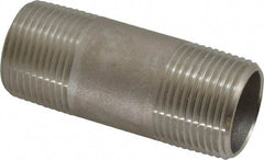 Merit Brass - Schedule 40, 3/4" Pipe x 2-1/2" Long, Grade 316/316L Stainless Steel Pipe Nipple - Welded & Threaded - Caliber Tooling