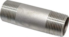 Merit Brass - Schedule 40, 3/4" Pipe x 3" Long, Grade 316/316L Stainless Steel Pipe Nipple - Welded & Threaded - Caliber Tooling