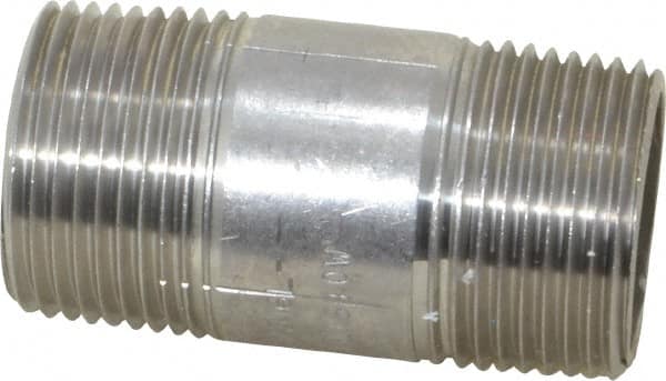 Merit Brass - Schedule 40, 1" Pipe x 2-1/2" Long, Grade 316/316L Stainless Steel Pipe Nipple - Welded & Threaded - Caliber Tooling