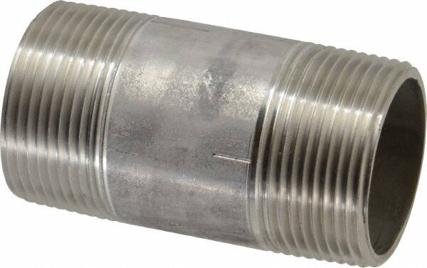 Merit Brass - Schedule 40, 1-1/4" Pipe x 3" Long, Grade 316/316L Stainless Steel Pipe Nipple - Welded & Threaded - Caliber Tooling