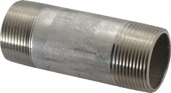 Merit Brass - Schedule 40, 1-1/4" Pipe x 4" Long, Grade 316/316L Stainless Steel Pipe Nipple - Welded & Threaded - Caliber Tooling