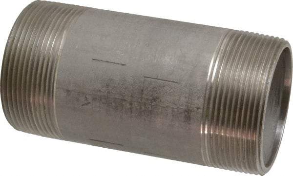 Merit Brass - Schedule 40, 2" Pipe x 4-1/2" Long, Grade 316/316L Stainless Steel Pipe Nipple - Welded & Threaded - Caliber Tooling