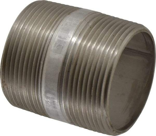 Merit Brass - Schedule 40, 2-1/2" Pipe x 3" Long, Grade 316/316L Stainless Steel Pipe Nipple - Welded & Threaded - Caliber Tooling