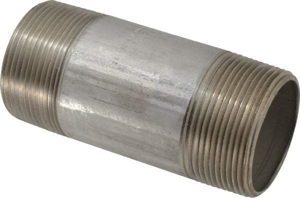 Merit Brass - Schedule 40, 2-1/2" Pipe x 6" Long, Grade 316/316L Stainless Steel Pipe Nipple - Welded & Threaded - Caliber Tooling