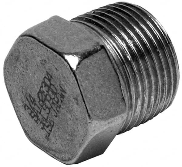 Merit Brass - 2-1/2" Grade 304 Stainless Steel Pipe Hex Head Plug - MNPT End Connections, 150 psi - Caliber Tooling