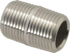 Merit Brass - Schedule 80, 3/8" Pipe x 1" Long, Grade 316/316L Stainless Steel Pipe Nipple - Seamless & Threaded - Caliber Tooling