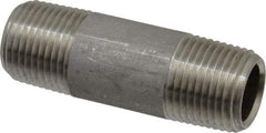 Merit Brass - Schedule 80, 3/8" Pipe x 2" Long, Grade 316/316L Stainless Steel Pipe Nipple - Seamless & Threaded - Caliber Tooling