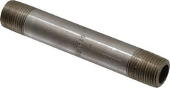 Merit Brass - Schedule 80, 3/8" Pipe x 4" Long, Grade 316/316L Stainless Steel Pipe Nipple - Seamless & Threaded - Caliber Tooling