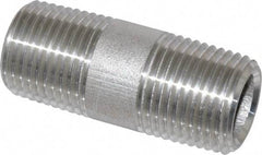 Merit Brass - Schedule 80, 1/2" Pipe x 2" Long, Grade 316/316L Stainless Steel Pipe Nipple - Seamless & Threaded - Caliber Tooling