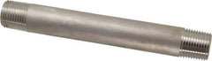 Merit Brass - Schedule 80, 1/2" Pipe x 6" Long, Grade 316/316L Stainless Steel Pipe Nipple - Seamless & Threaded - Caliber Tooling