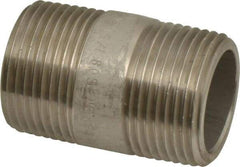 Merit Brass - Schedule 80, 1" Pipe x 2" Long, Grade 316/316L Stainless Steel Pipe Nipple - Seamless & Threaded - Caliber Tooling