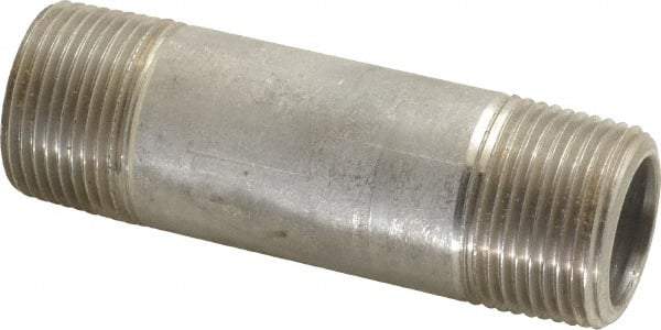 Merit Brass - Schedule 80, 1" Pipe x 4" Long, Grade 316/316L Stainless Steel Pipe Nipple - Seamless & Threaded - Caliber Tooling