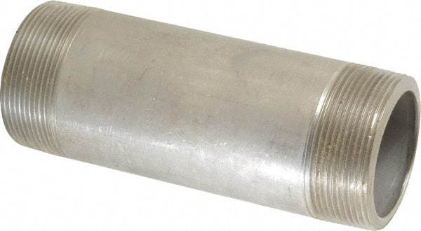 Merit Brass - Schedule 80, 2" Pipe x 6" Long, Grade 316/316L Stainless Steel Pipe Nipple - Seamless & Threaded - Caliber Tooling