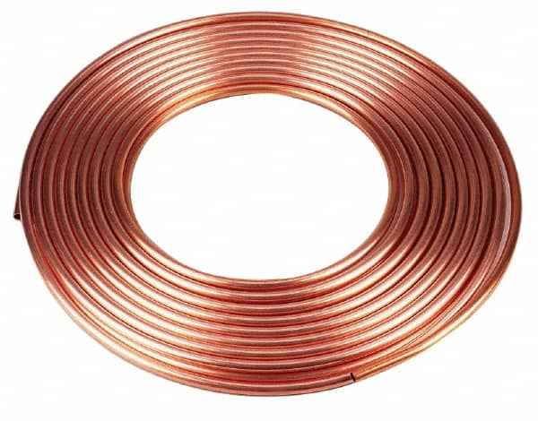 Mueller Industries - 100' Long, 1/2" OD x 3/8" ID, Copper Seamless Tube - 0.035" Wall Thickness, 0.198 Ft/Lb - Caliber Tooling